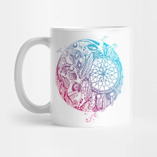 Dual Color Skull and Dreamcatcher Circle Mug